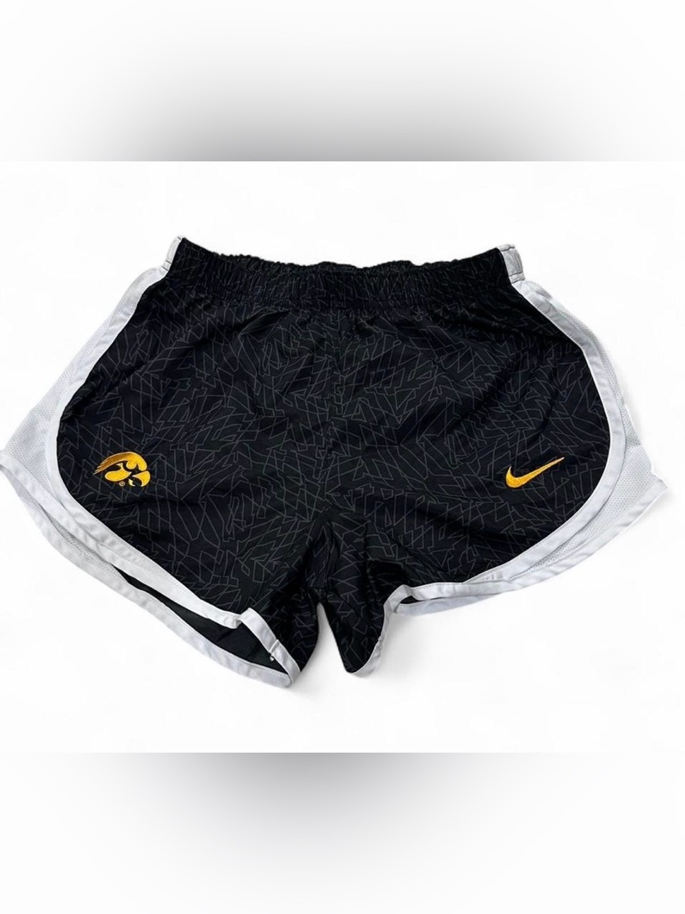 Nike Women’s Black Athletic Shorts with White Trim and Gold Logos